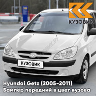 Бампер передний в цвет кузова Hyundai Getz (2005-2011) рестайлинг без отверстий под птф NW - Noble White - Белый