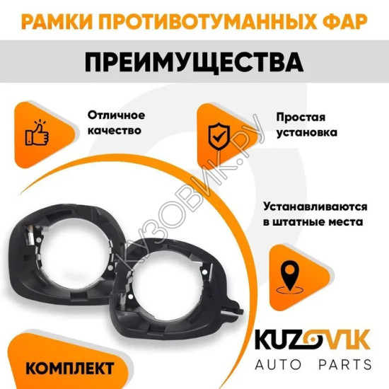 Рамки противотуманных фар Renault Duster (2010-2016) Sandero (2009-2014) KUZOVIK